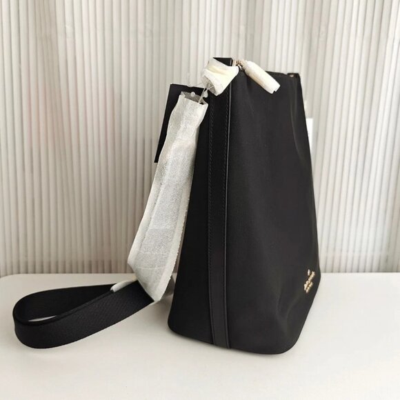 Kate Spade New York Woman's Chelsea Nylon Duffle Bag Black Crossbody Bucket Bag - Picture 14 of 16